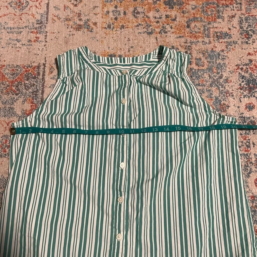 Loft green striped sleeveless button-down cotton top - Picture 3 of 5